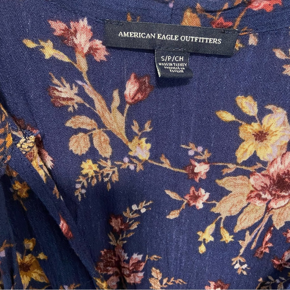 American Eagle Women’s Mini Dress Size Small Boho Babydoll Floral - Picture 3 of 9